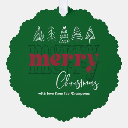 森のフェスティバルスクライブズメリークリスマスキープサケ オーナメントカード (正面)