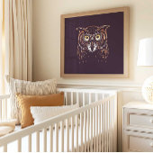 森のフクロウの保育園の壁アートポスター印刷 ポスター