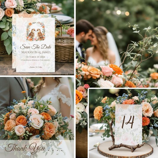 森のフクロウの結婚式 サンキューカード
