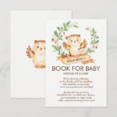 森のフクロウの赤ちゃんシャワー絵本　ベイビーカード用 招待状 (正面/裏面)