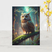 森のフクロウ誕生日カード カード (黄色い花)