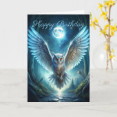 森のフクロウ誕生日カード カード (黄色い花)