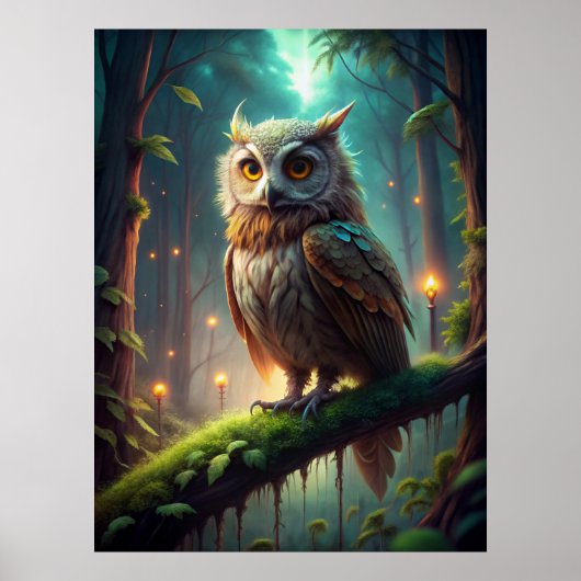 森のフクロウ ポスター (正面)