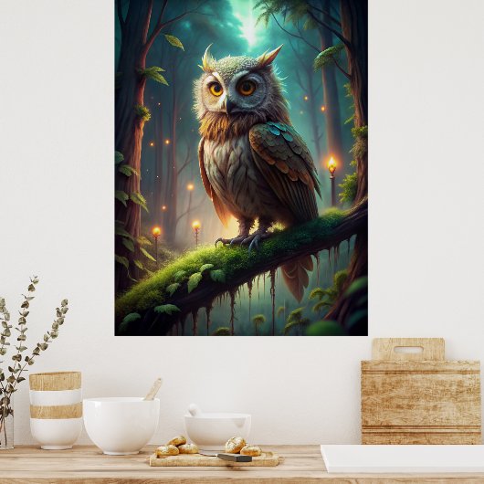森のフクロウ ポスター (キッチン)