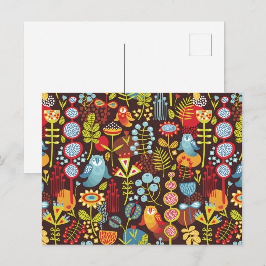 森のフクロウ ポストカード (正面/裏面)