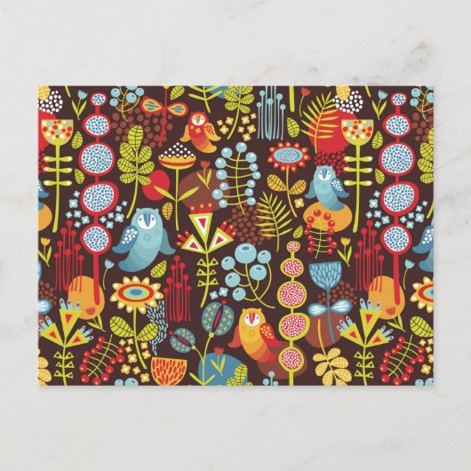 森のフクロウ ポストカード (正面)