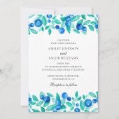 森のブルーベリー。ミントと青い庭での結婚式 招待状 (正面)