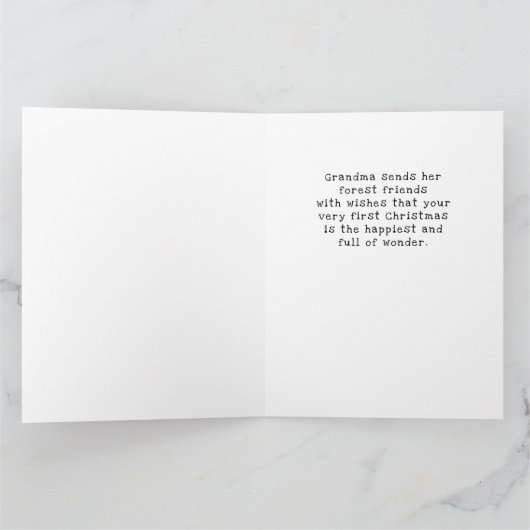 森のベイビーの初めてのクリスマスカード おばあちゃんから カード (内部)