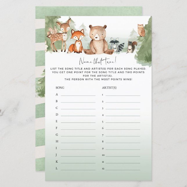 森のベイビーシャワーゲーム - 曲名を当てろ (正面/裏面)