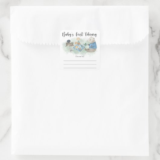 森のベイビーシャワーブックプレート、赤ちゃんのための本 スクエアシール (バッグ)