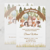 森のベイビーシャワー招待状 招待状 (正面/裏面)