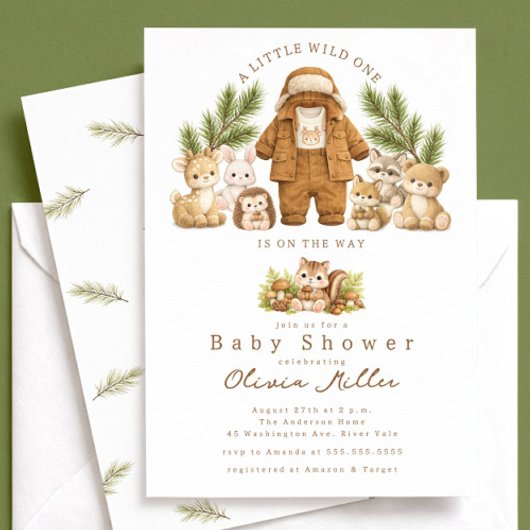 森のベイビーシャワー招待状 男の子 ナチュラル 招待状