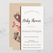 森のベイビーシャワー 森の動物たち 招待状 (正面/裏面)