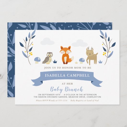 森のベイビーブランシュ招待状 招待状 (正面/裏面)