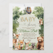 森のベビーシャワー招待状, 男女兼用 ウッドランド 招待状 (正面)