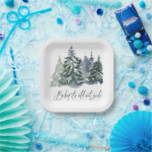 森のベビー冬のベビーシャワー外は寒い ペーパープレート (パーティー)