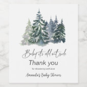 森のベビー冬のベビーシャワー外は寒い ワインラベル (シングルラベル)