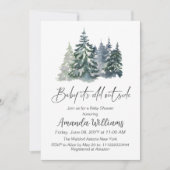 森のベビー冬のベビーシャワー外は寒い 招待状 (正面)