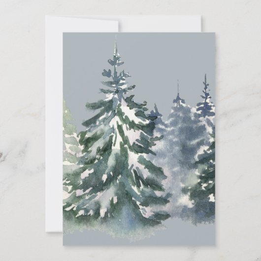 森のベビー冬のベビーシャワー外は寒い 招待状 (裏面)