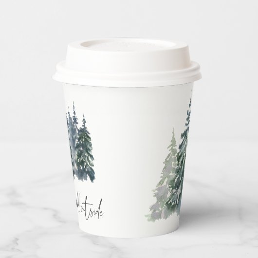 森のベビー冬のベビーシャワー外は寒い 紙コップ (左)