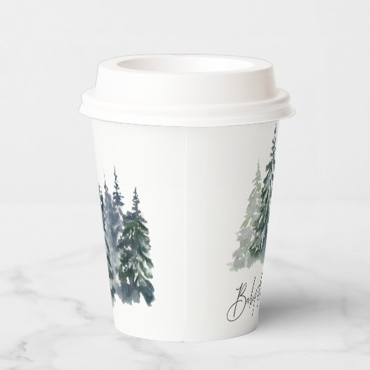 森のベビー冬のベビーシャワー外は寒い 紙コップ (右)