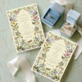 森のボーホー ヴィンテージ ボタニカル ワイルドフラワー ウェディング 招待状