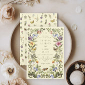 森のボーホー ヴィンテージ ボタニカル ワイルドフラワー ウェディング 招待状