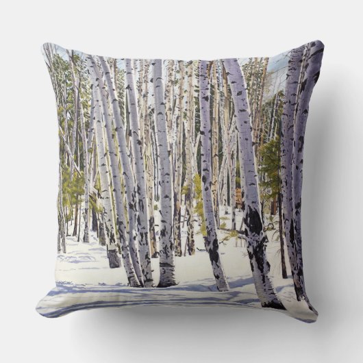 森のポプラの木々 クッション (正面)