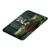 森のマグネットにバスケットを持つバニー マグネット (左側)