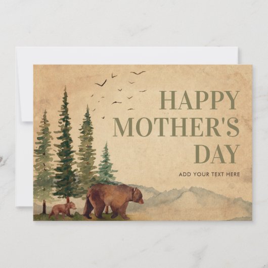 森のママクマ&子グマ ヴィンテージ 母の日 (正面)