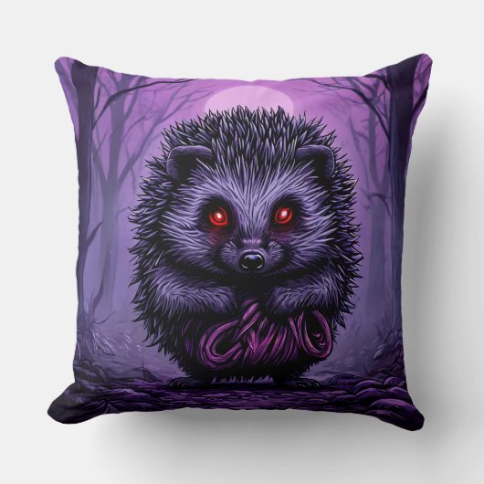 森のミステリアスなハリネズミ不気味たち クッション (正面)
