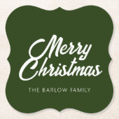 森のメリークリスマス/ダークグリーン ペーパーコースター (正面)