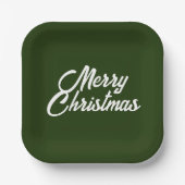 森のメリークリスマス/ダークグリーン ペーパープレート (正面)