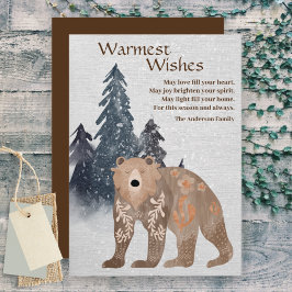 森のモダン中の天然クマ日本クリスマス シーズンカード