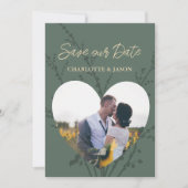 森のモダン写真ハートフレーム Save The Date 招待状 (正面)