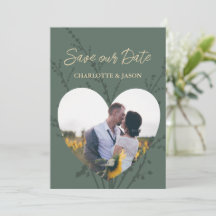 森のモダン写真ハートフレーム Save The Date