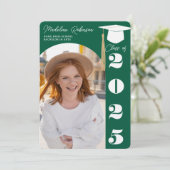 森のモダン緑シック4枚の写真4枚の卒業 招待状 (スタンド正面)