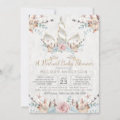 森のユニコーン バーチャルベビーシャワー シルバー 招待状 (正面)