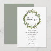 森のユーカリグリーン ベビーシャワーポエム サンキューカード (正面/裏面)