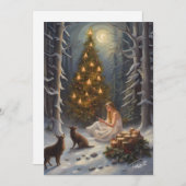 森のユールツリーイラスト ホリデーカード (正面/裏面)