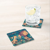 森のライオン、ウィリアム・モリス スクエアペーパーコースター (インサイチュ)