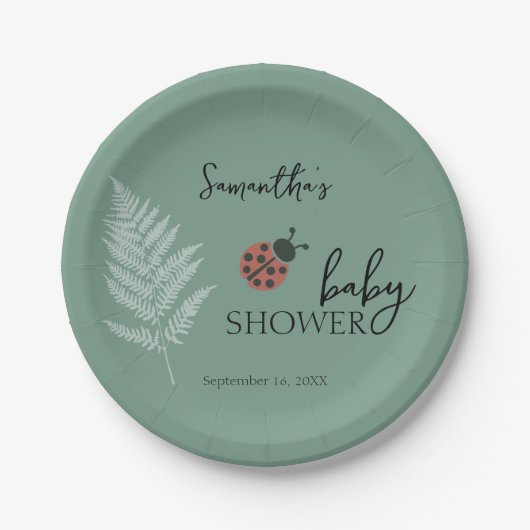 森のラディバグズグリーンベビーシャワー ペーパープレート (正面)