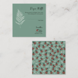 森のレディバグズグリーンベビーシャワーオムツラッフル エンクロージャーカード