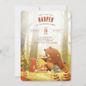 森のワンダー - テディベアピクニック ファーストバースデー 招待状 (裏面)