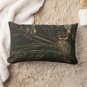 森のヴィンテージのフクロウ ランバークッション (ブランケット)