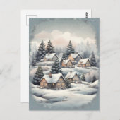 森のヴィンテージ疑問に思クリスマス村 ポストカード (正面/裏面)