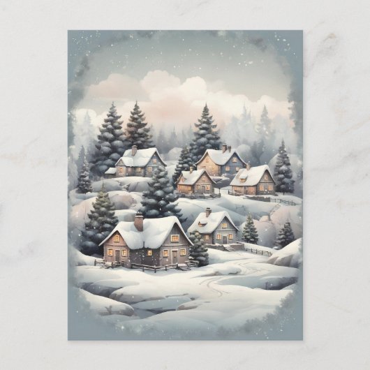 森のヴィンテージ疑問に思クリスマス村 ポストカード (正面)