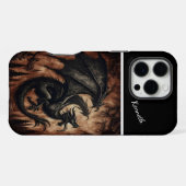 森の上空を舞う黒龍 iPhoneケース (裏面横)