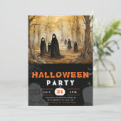 森の不気味クローク怖い人のハロウィーン 招待状 (スタンド正面)