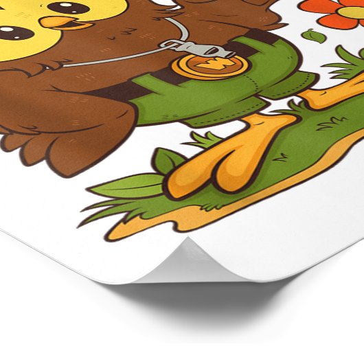 森の与え中蔵の日の木こりのフクロウ ポスター (角)